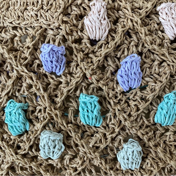 NWT Urban Expressions “Calliope” Brown Woven Straw Tote with Pastel Accents - Picture 2 of 11